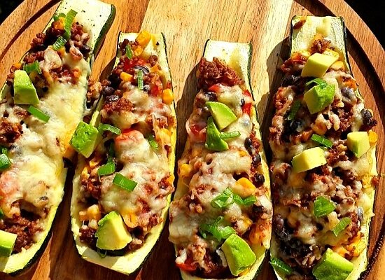 Easy Low Carb Burrito Zucchini Boats